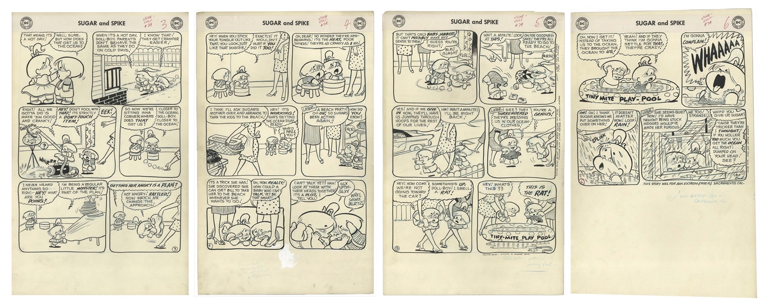 Sheldon Mayer Original Hand-Drawn ''Sugar and Spike'' Comic Book -- Complete Issue of 28 Pages From the June-July 1960 Issue #29 -- Flying Saucers & Sharks!